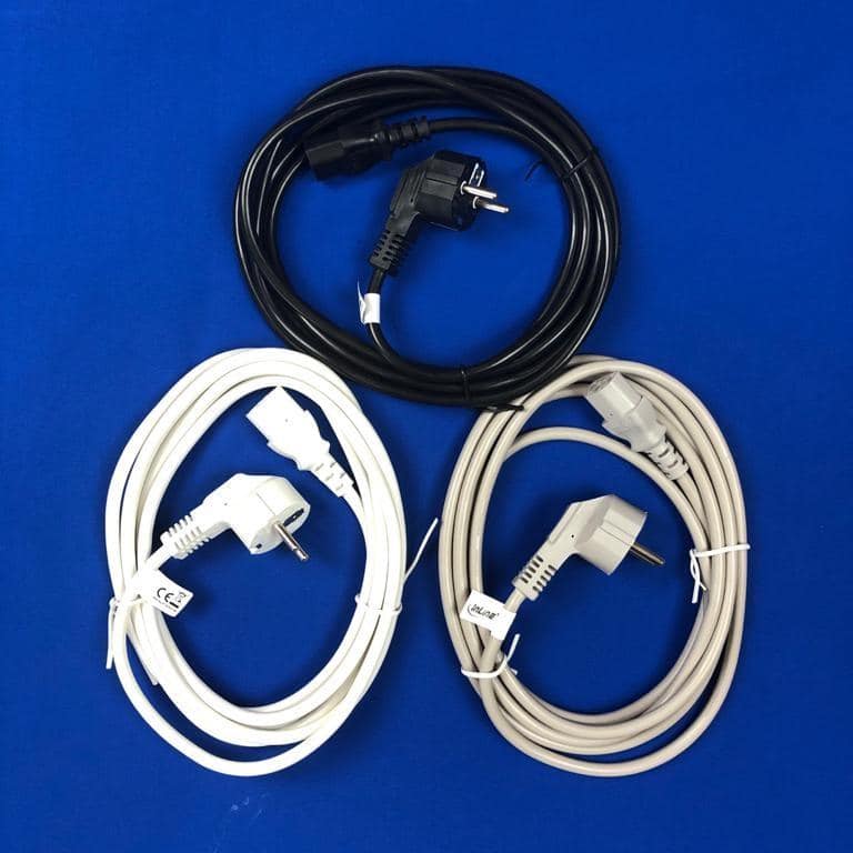 extra langes/farbiges Netzkabel, Schutzkontakt gewinkelt auf Kaltgerätestecker C13 - Image 3